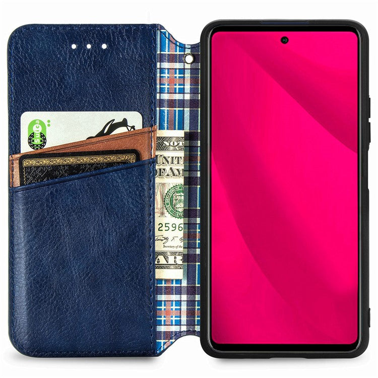 For vivo Y37 Pro 5G Case Rhombus Imprint PU Leather Wallet Phone Cover - Blue