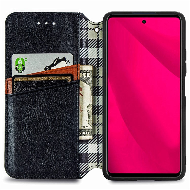 For vivo Y37 Pro 5G Case Rhombus Imprint PU Leather Wallet Phone Cover - Black