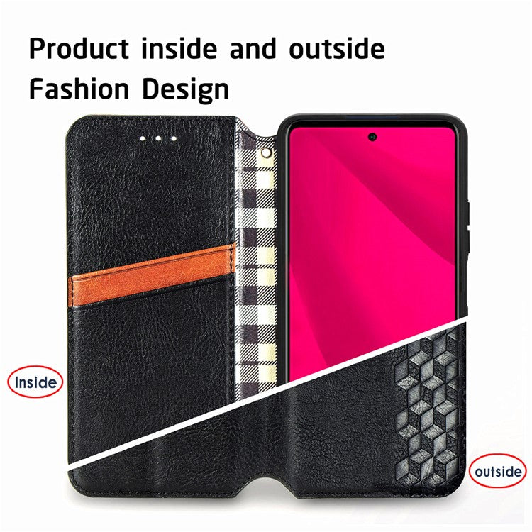 For vivo Y37 Pro 5G Case Rhombus Imprint PU Leather Wallet Phone Cover - Black