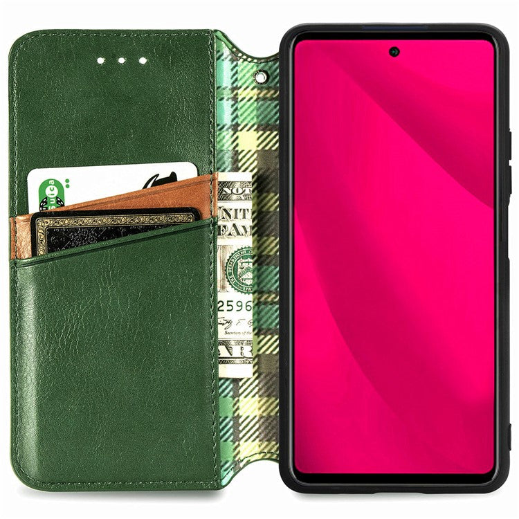 For vivo Y37 Pro 5G Case Rhombus Imprint PU Leather Wallet Phone Cover - Green