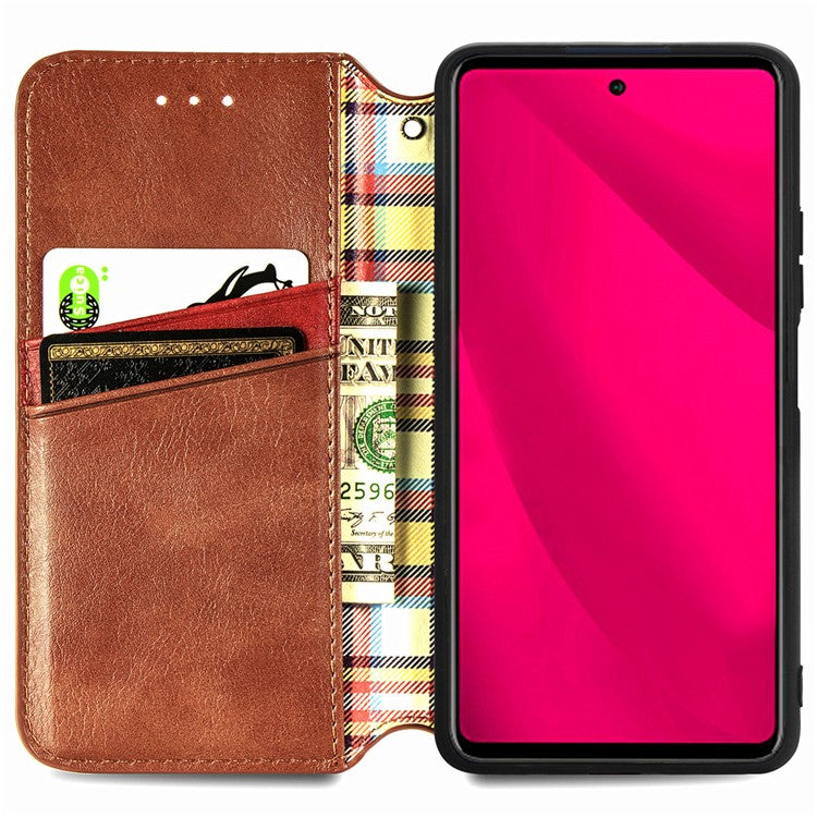 For vivo Y37 Pro 5G Case Rhombus Imprint PU Leather Wallet Phone Cover - Brown