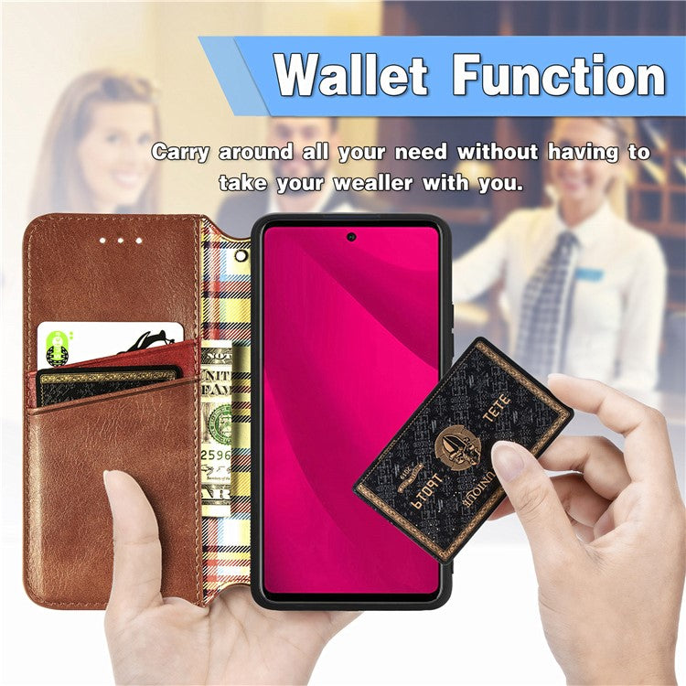 For vivo Y37 Pro 5G Case Rhombus Imprint PU Leather Wallet Phone Cover - Brown