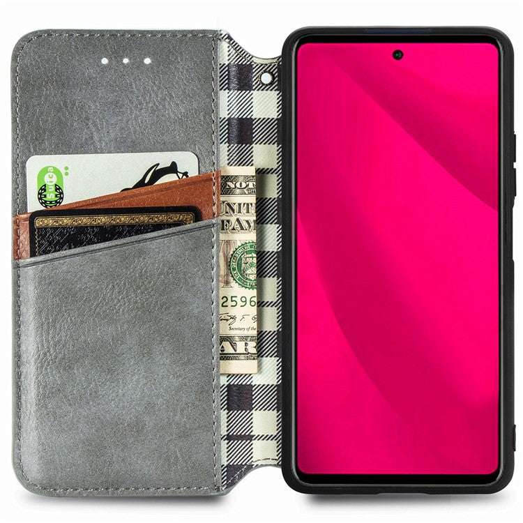 For vivo Y37 Pro 5G Case Rhombus Imprint PU Leather Wallet Phone Cover - Grey