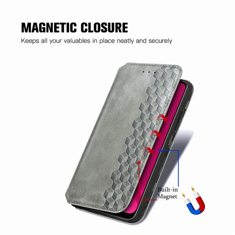 For vivo Y37 Pro 5G Case Rhombus Imprint PU Leather Wallet Phone Cover - Grey