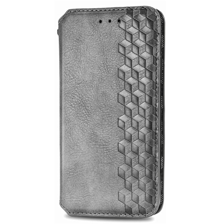 For vivo Y37 Pro 5G Case Rhombus Imprint PU Leather Wallet Phone Cover - Grey