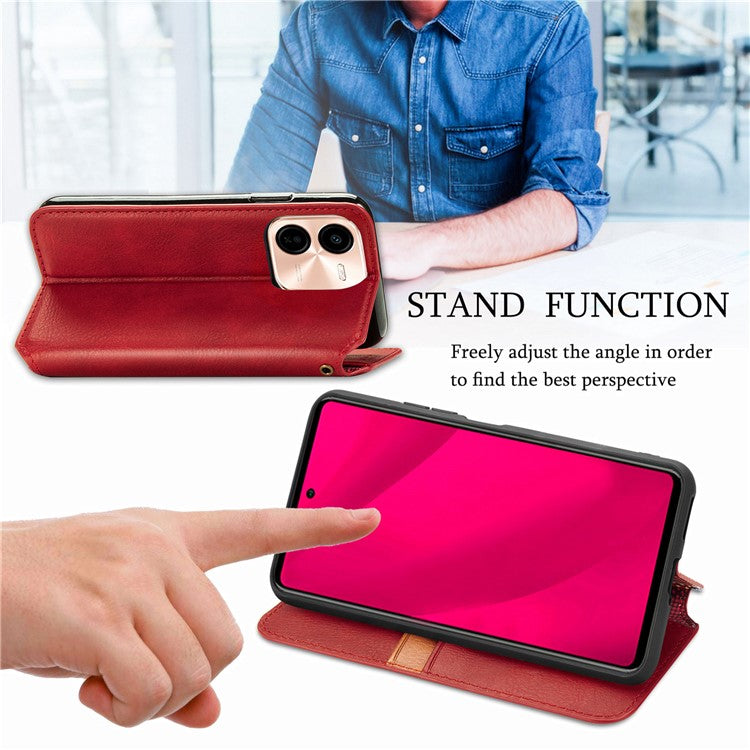 For vivo Y37 Pro 5G Case Rhombus Imprint PU Leather Wallet Phone Cover - Red