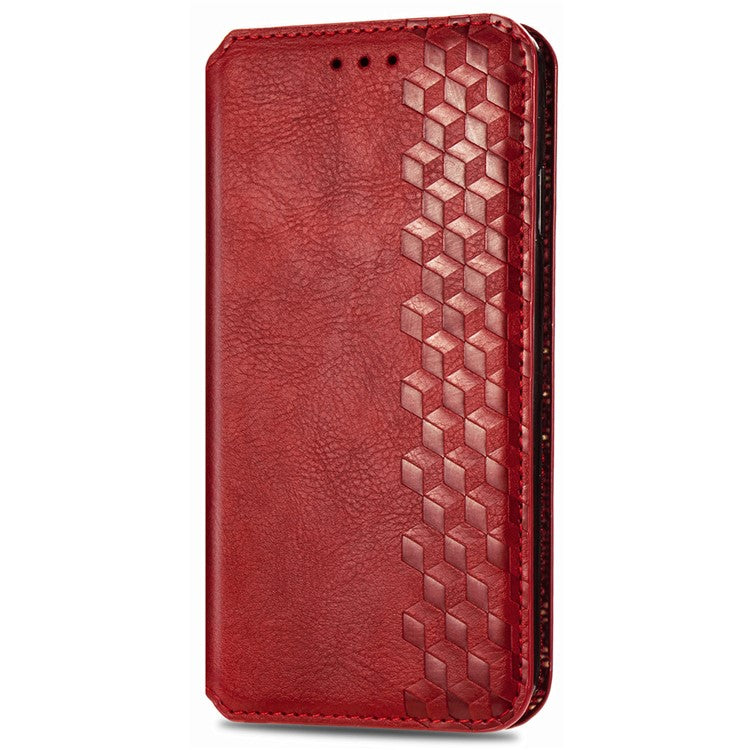 For vivo Y37 Pro 5G Case Rhombus Imprint PU Leather Wallet Phone Cover - Red