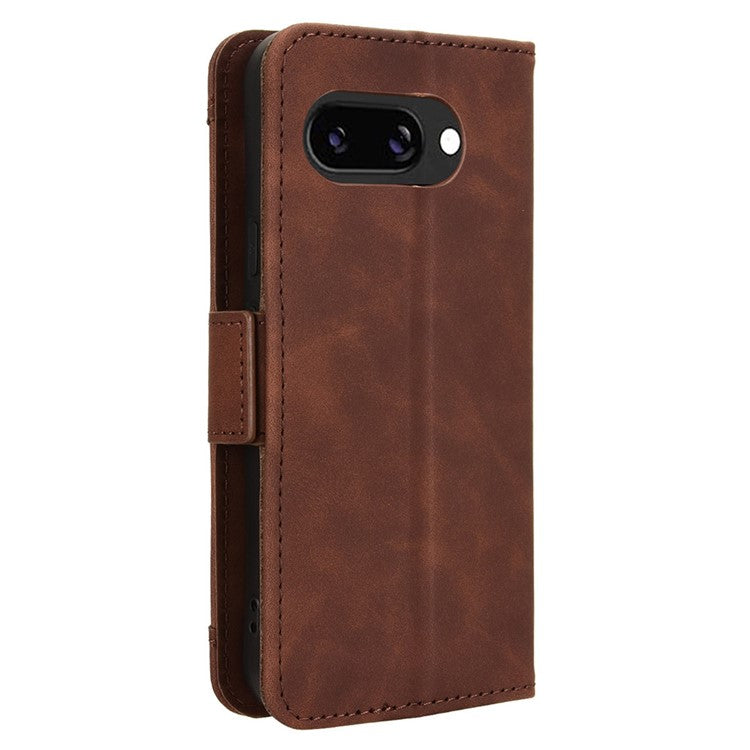 For Google Pixel 9a Leather Case Phone Wallet Cover with Multiple Card Slots - Brown