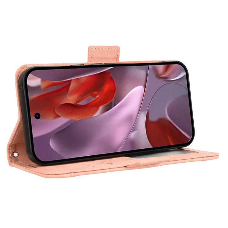 For Google Pixel 9a Leather Case Phone Wallet Cover with Multiple Card Slots - Pink