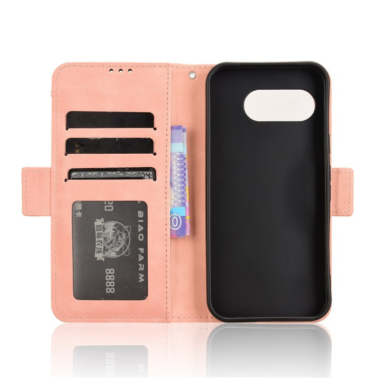 For Google Pixel 9a Leather Case Phone Wallet Cover with Multiple Card Slots - Pink