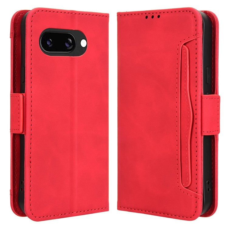 For Google Pixel 9a Leather Case Phone Wallet Cover with Multiple Card Slots - Red