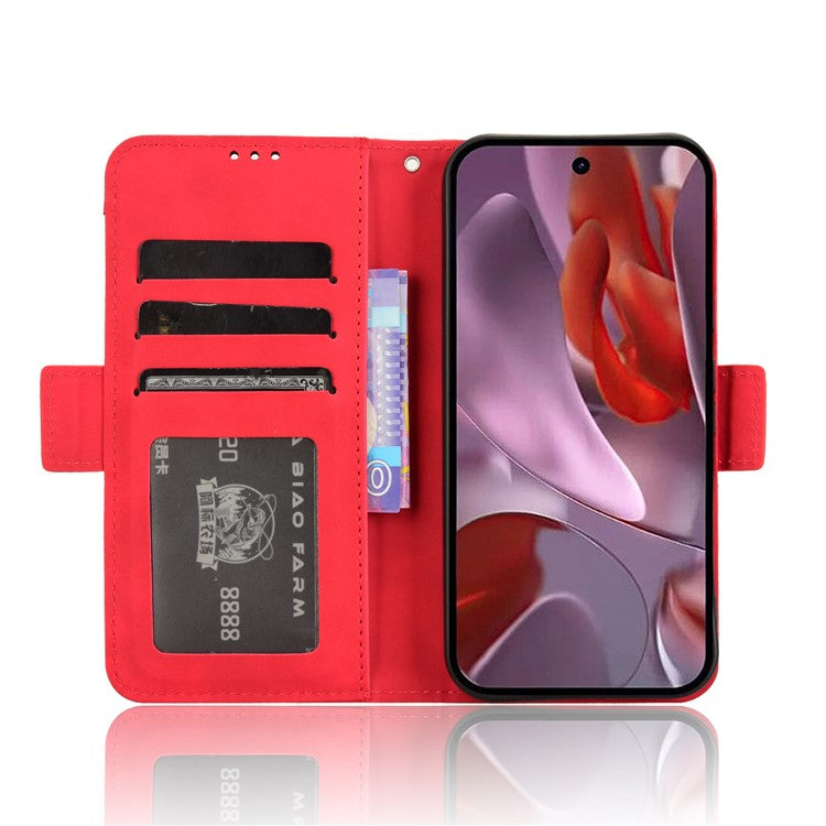 For Google Pixel 9a Leather Case Phone Wallet Cover with Multiple Card Slots - Red