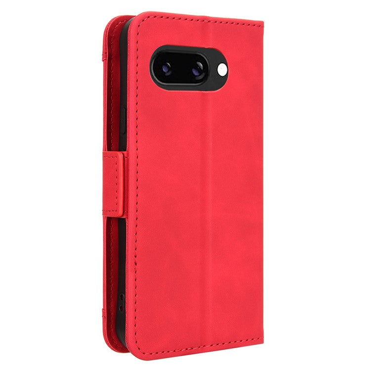 For Google Pixel 9a Leather Case Phone Wallet Cover with Multiple Card Slots - Red