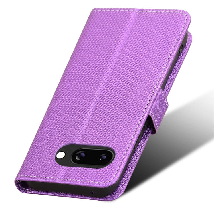 For Google Pixel 9a Case PU Leather Diamond Texture Wallet Phone Cover - Purple