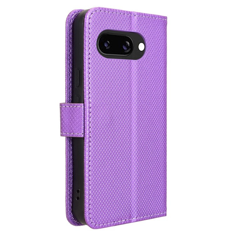 For Google Pixel 9a Case PU Leather Diamond Texture Wallet Phone Cover - Purple