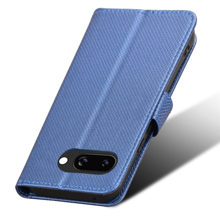 For Google Pixel 9a Case PU Leather Diamond Texture Wallet Phone Cover - Blue