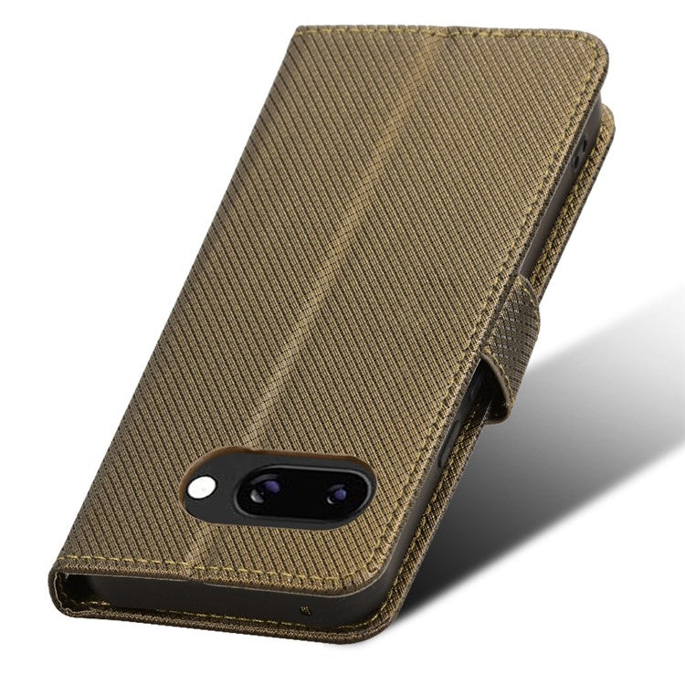 For Google Pixel 9a Case PU Leather Diamond Texture Wallet Phone Cover - Brown