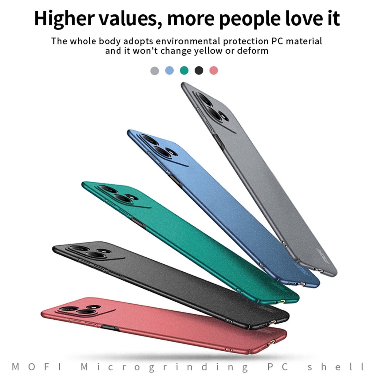 For Xiaomi Redmi Note 14 5G MOFI Shield Matte Series Case PC Phone Cover Slim Fit - Green