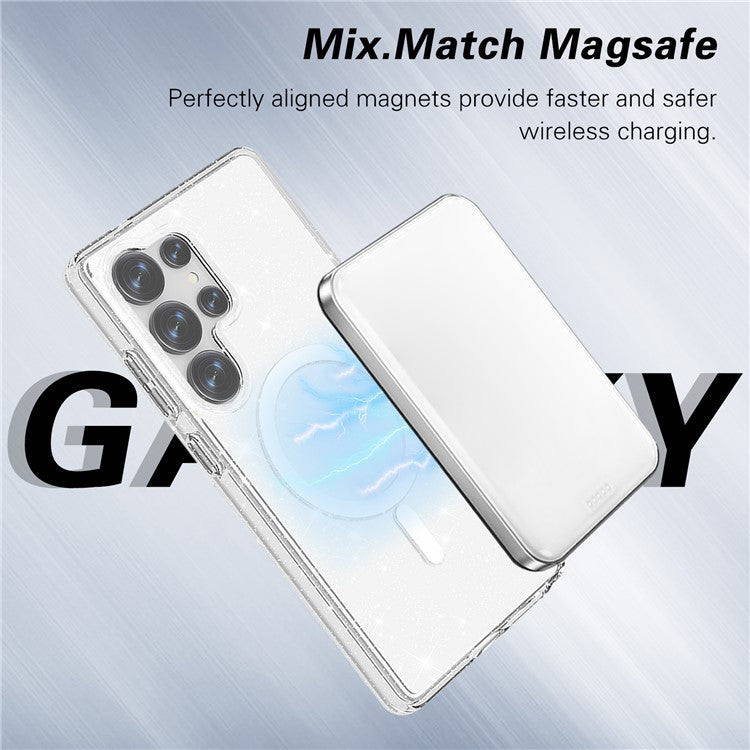 For Samsung Galaxy S25 Ultra Case Compatible with MagSafe Shockproof TPU+PC Glitter Back Cover