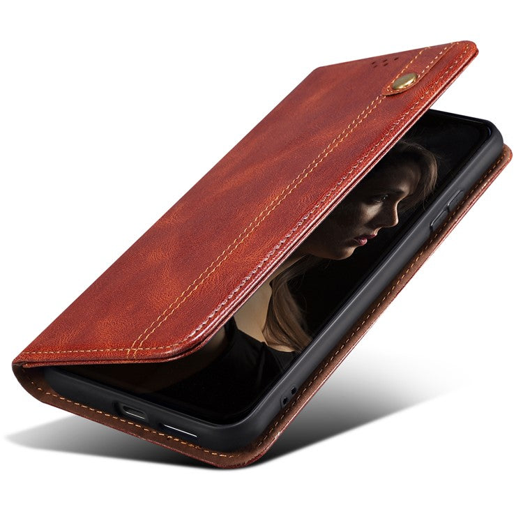 For vivo X200 5G Case Crazy Horse Texture Waxy Leather Wallet Stand Phone Cover - Brown