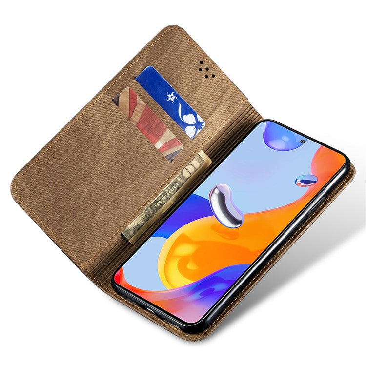 For vivo X200 Pro mini 5G Case Jeans Cloth Texture Anti-Scratch Leather Stand Phone Cover - Khaki