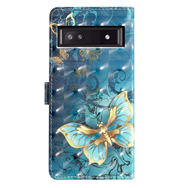 For Google Pixel 9a Case PU Leather Wallet Phone Cover 3D Pattern Printing - Butterfly