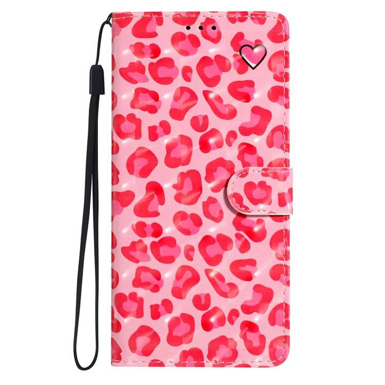 For Google Pixel 9a Case PU Leather Wallet Phone Cover 3D Pattern Printing - Pink Leopard Print