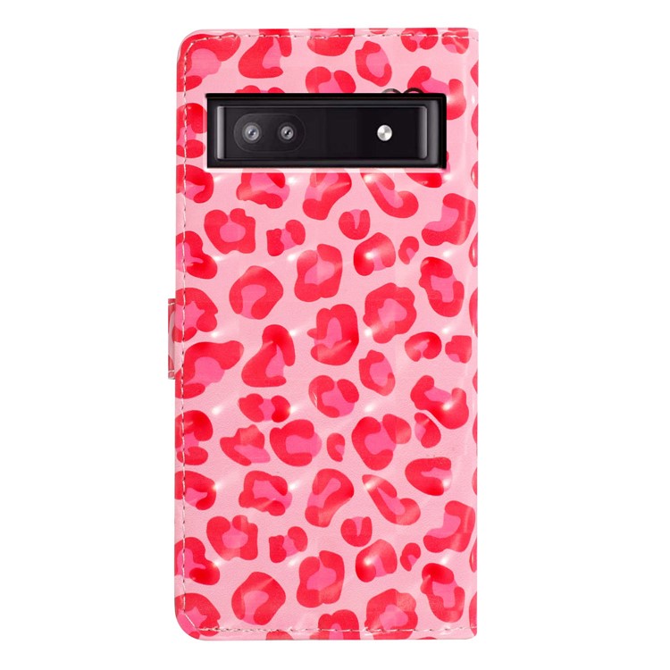 For Google Pixel 9a Case PU Leather Wallet Phone Cover 3D Pattern Printing - Pink Leopard Print