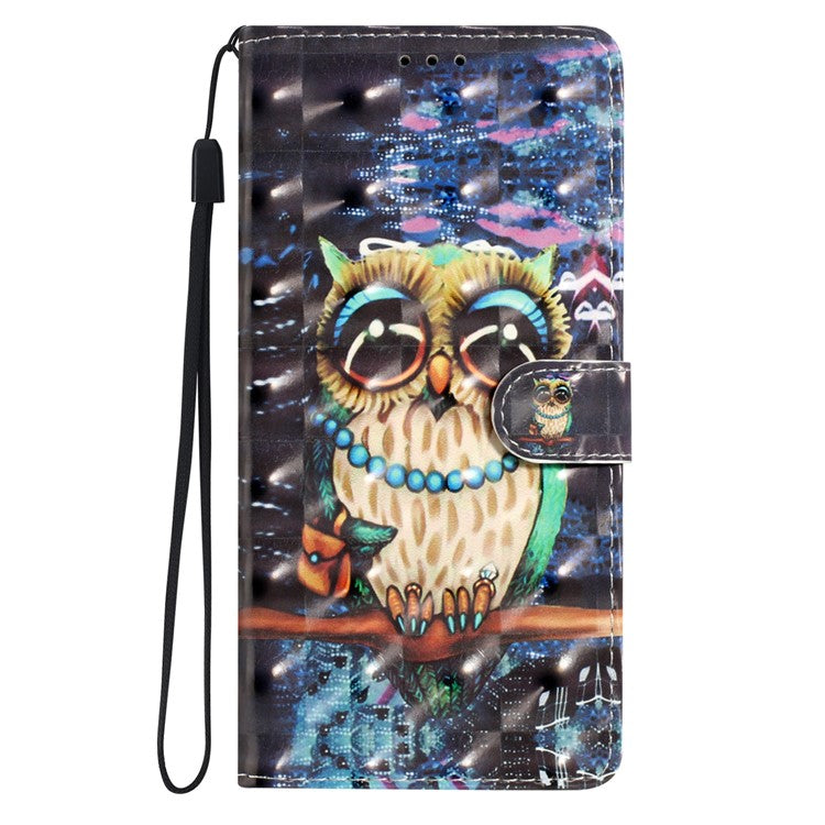 For Google Pixel 9a Case PU Leather Wallet Phone Cover 3D Pattern Printing - Owl