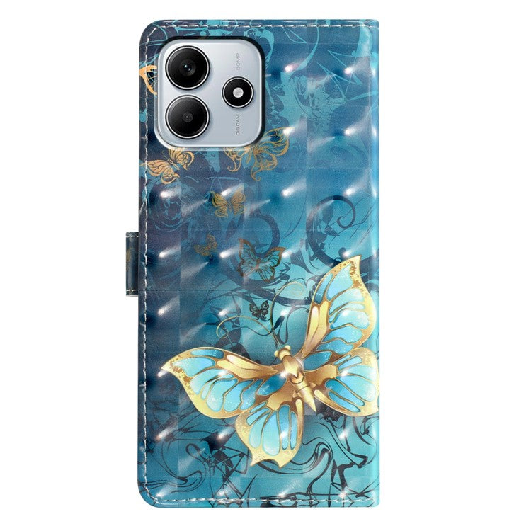 For Xiaomi Redmi Note 14 5G Case PU Leather Wallet Phone Cover 3D Pattern Printing - Butterfly