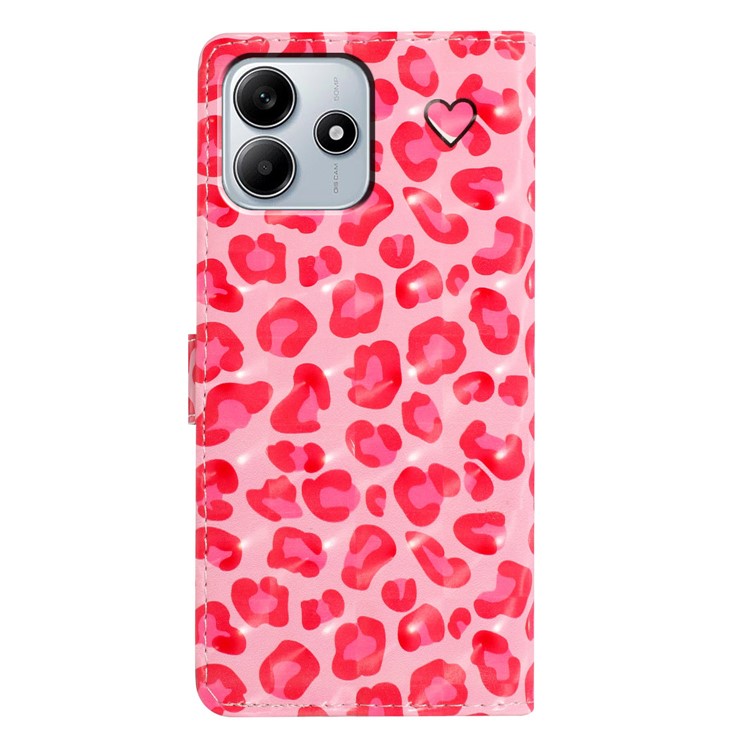 For Xiaomi Redmi Note 14 5G Case PU Leather Wallet Phone Cover 3D Pattern Printing - Pink Leopard Print