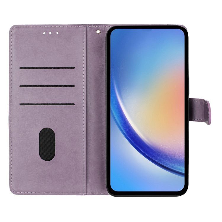 For Google Pixel 9a Wallet Phone Case Butterfly Floral Imprint Leather Flip Cover - Purple