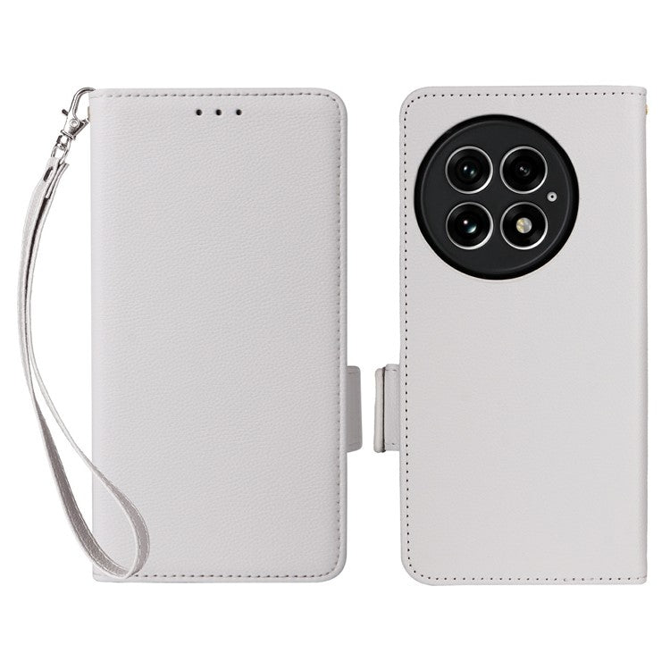 For OnePlus 13 Case Litchi Texture PU Leather Wallet Flip Phone Cover - White