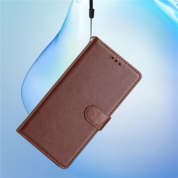 For Google Pixel 9a Leather Case Wallet Stand Phone Cover with Handy Strap - Brown