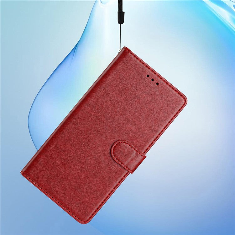 For Google Pixel 9a Leather Case Wallet Stand Phone Cover with Handy Strap - Red