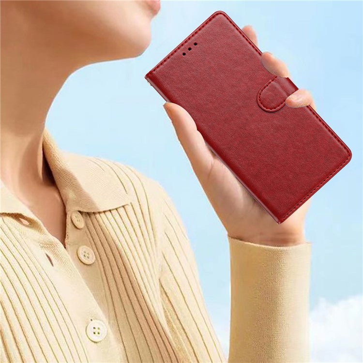 For Google Pixel 9a Leather Case Wallet Stand Phone Cover with Handy Strap - Red