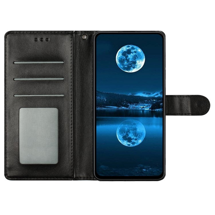 For Google Pixel 9a Leather Case Wallet Stand Phone Cover with Handy Strap - Black