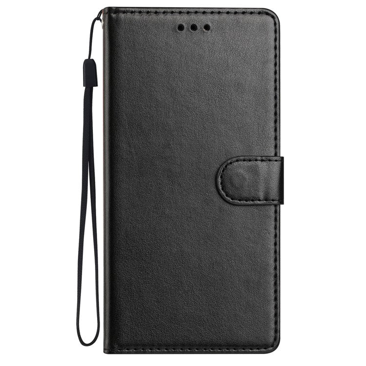 For Google Pixel 9a Leather Case Wallet Stand Phone Cover with Handy Strap - Black