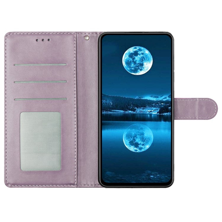 For Google Pixel 9a Leather Case Wallet Stand Phone Cover with Handy Strap - Purple