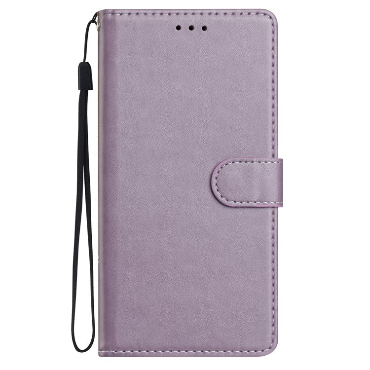 For Google Pixel 9a Leather Case Wallet Stand Phone Cover with Handy Strap - Purple