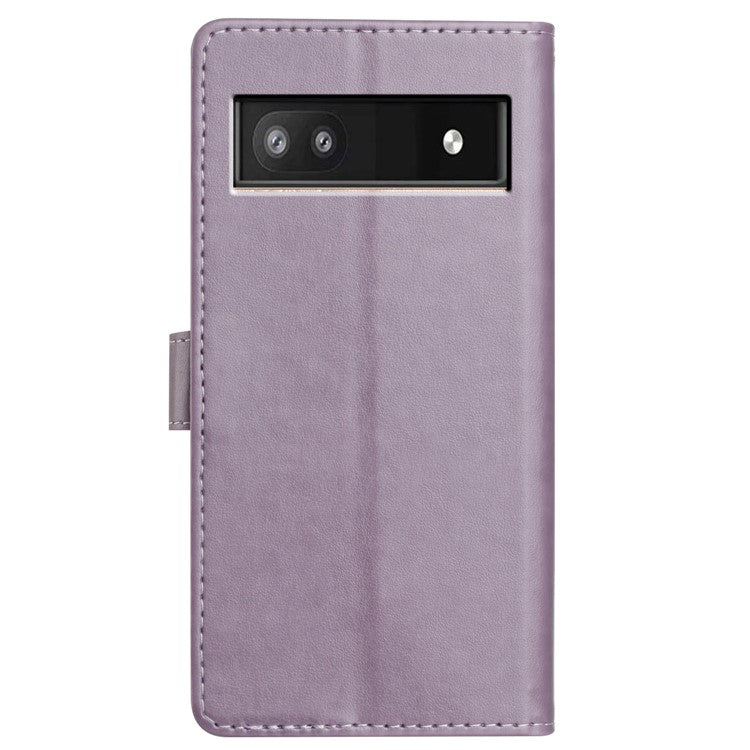 For Google Pixel 9a Leather Case Wallet Stand Phone Cover with Handy Strap - Purple