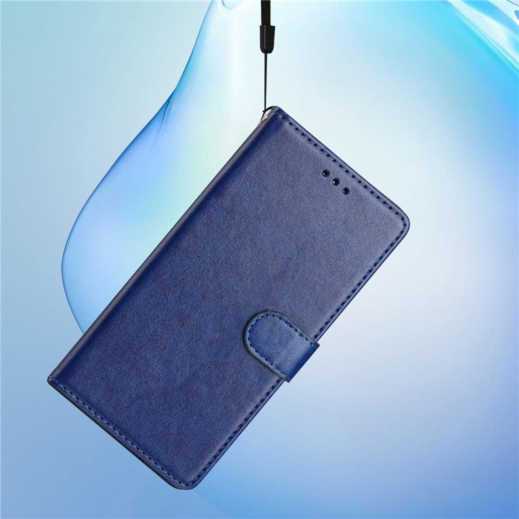 For Google Pixel 9a Leather Case Wallet Stand Phone Cover with Handy Strap - Blue