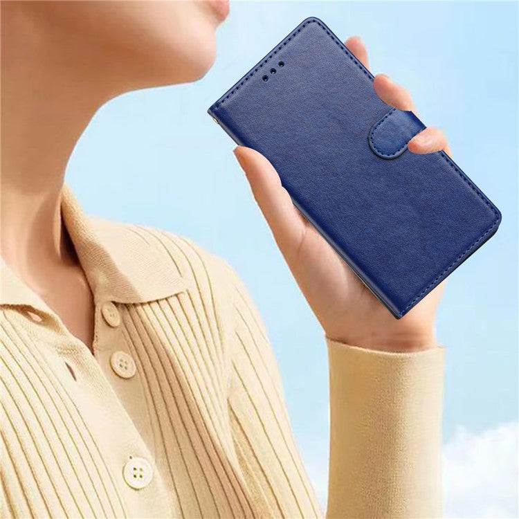 For Google Pixel 9a Leather Case Wallet Stand Phone Cover with Handy Strap - Blue