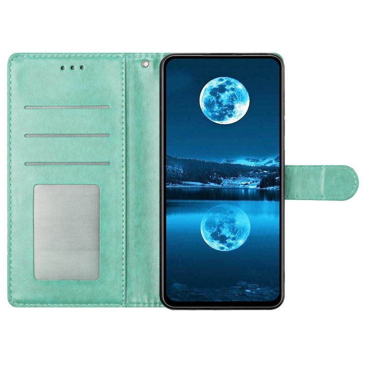 For Google Pixel 9a Leather Case Wallet Stand Phone Cover with Handy Strap - Green