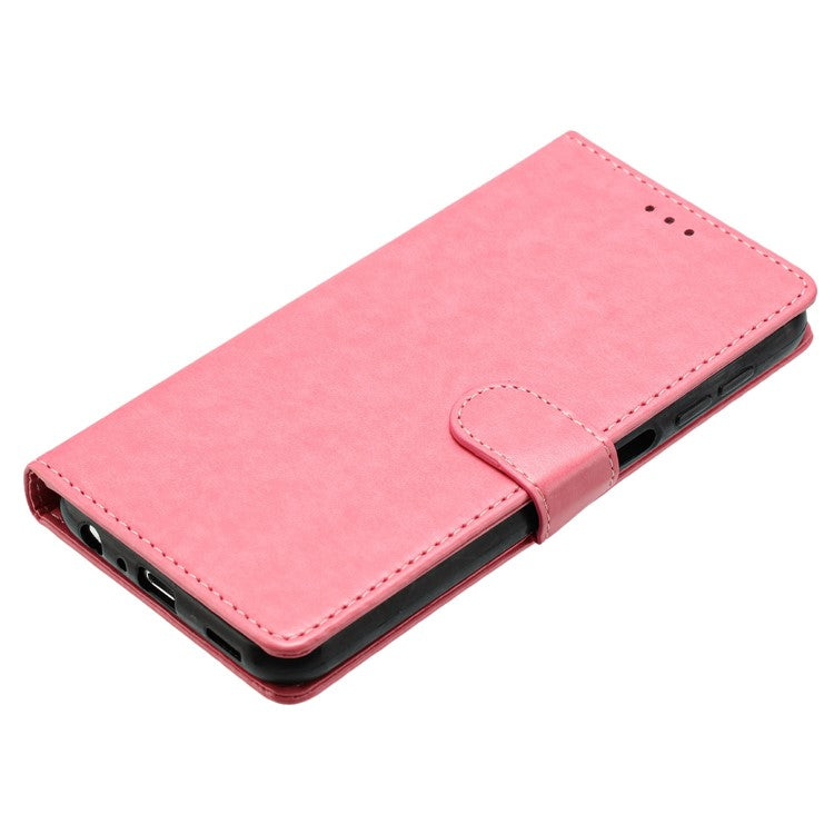 For Google Pixel 9a Leather Case Wallet Stand Phone Cover with Handy Strap - Pink