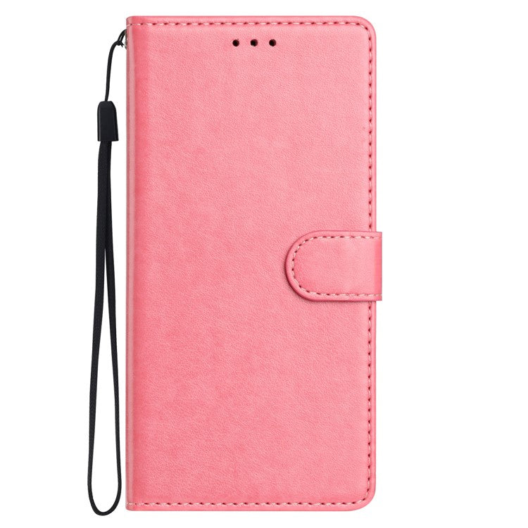 For Google Pixel 9a Leather Case Wallet Stand Phone Cover with Handy Strap - Pink