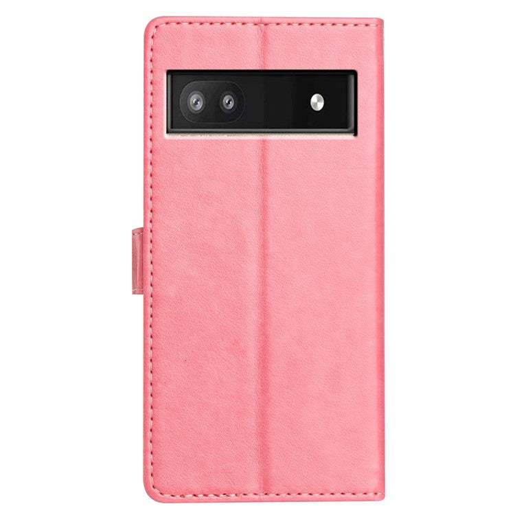 For Google Pixel 9a Leather Case Wallet Stand Phone Cover with Handy Strap - Pink