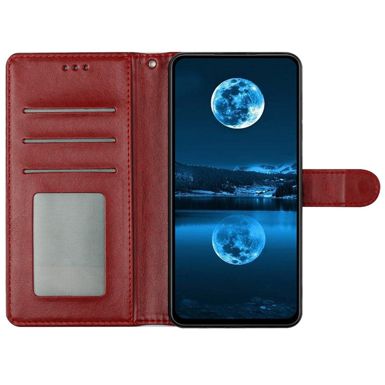 For Xiaomi Redmi Note 14 5G Leather Case Wallet Stand Phone Cover with Handy Strap - Red