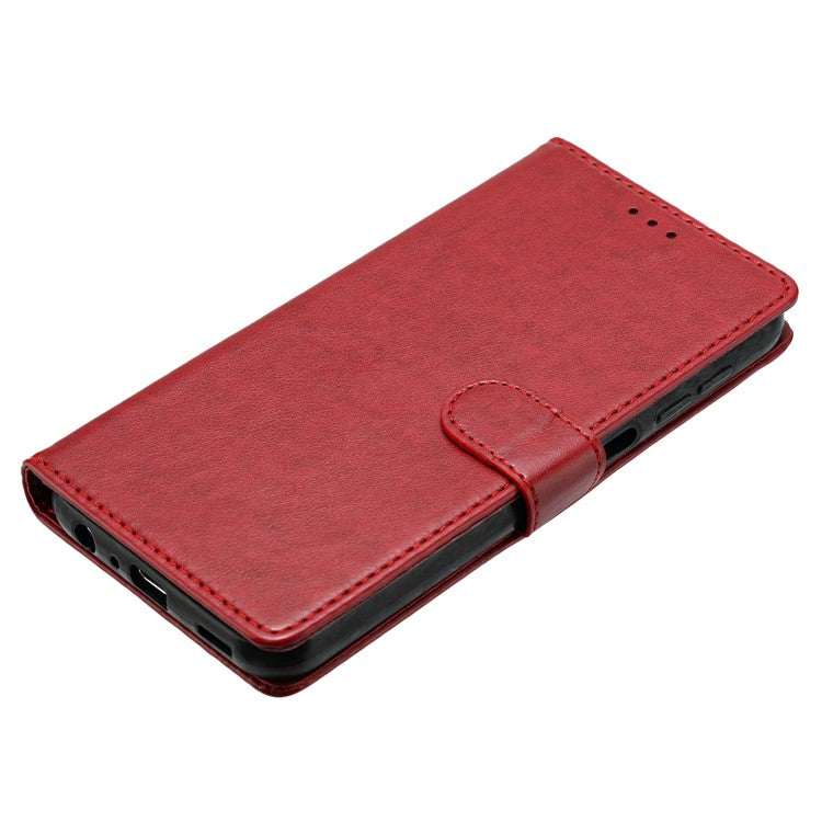 For Xiaomi Redmi Note 14 5G Leather Case Wallet Stand Phone Cover with Handy Strap - Red