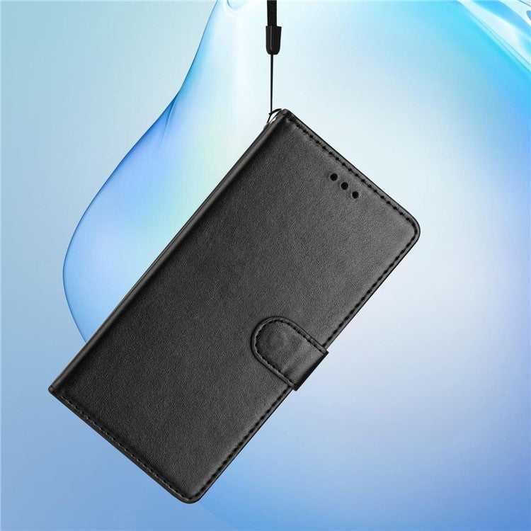 For Xiaomi Redmi Note 14 5G Leather Case Wallet Stand Phone Cover with Handy Strap - Black